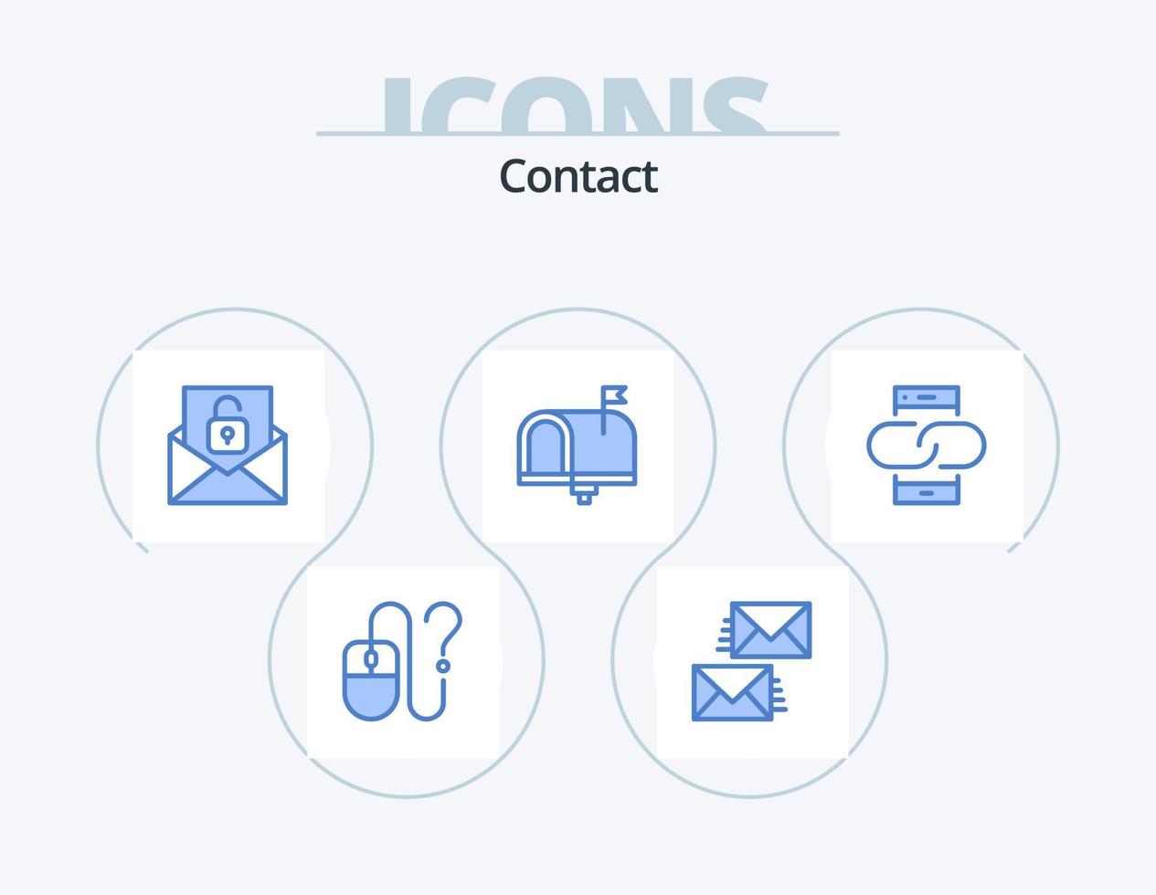 Póngase en contacto con el diseño de iconos del paquete de iconos azules 5. Email. contacto. Email. comunicación. sobre vector