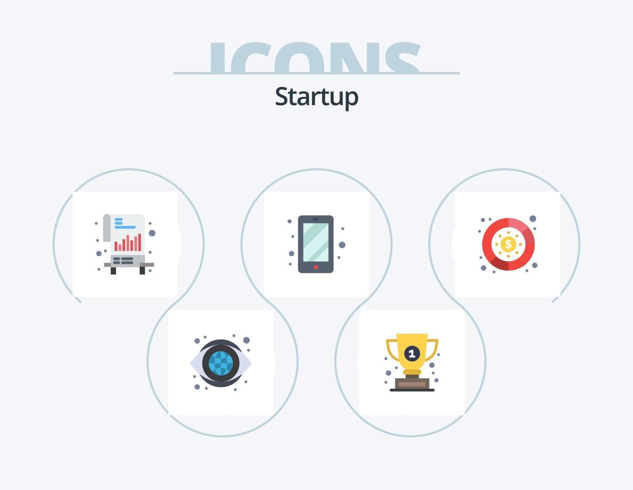 Startup Flat Icon Pack 5 Icon Design. management. diagram. chart. access. phone vector