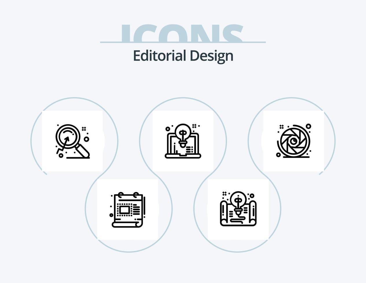 Editorial Design Line Icon Pack 5 Icon Design. ai. ps. view. hex. idea vector