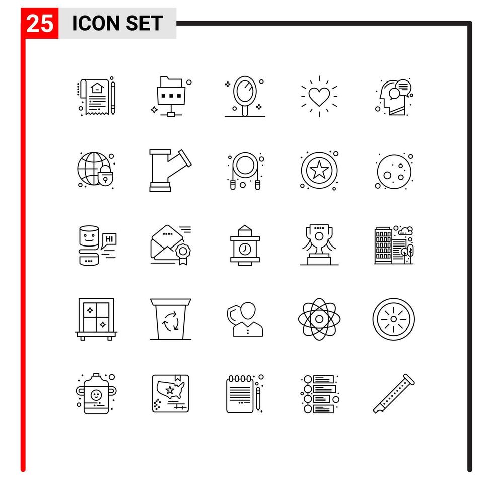 25 Thematic Vector Lines and Editable Symbols of human communication beauty valentine heart Editable Vector Design Elements