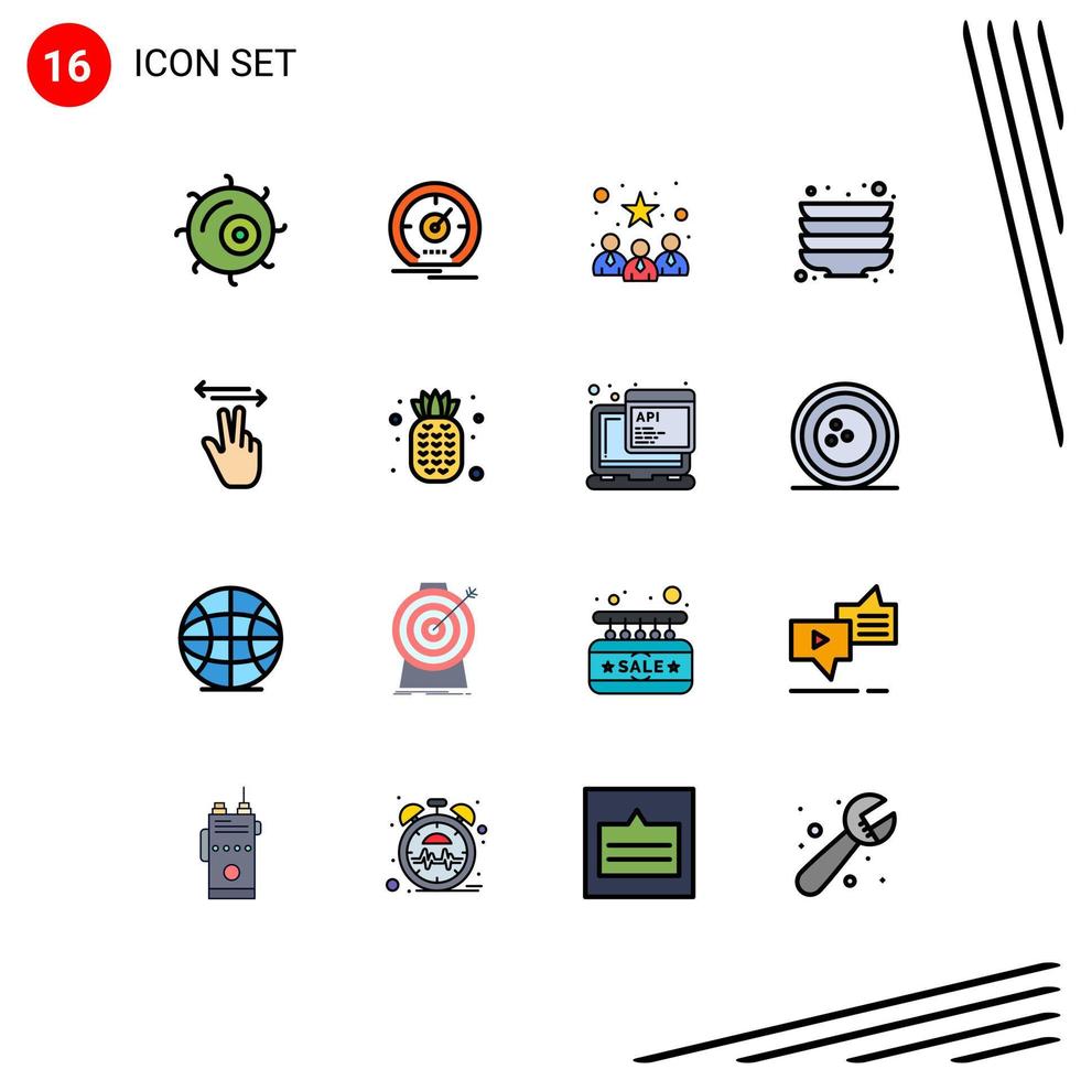 16 Creative Icons Modern Signs and Symbols of mobile gestures business plates kitchen Editable Creative Vector Design Elements