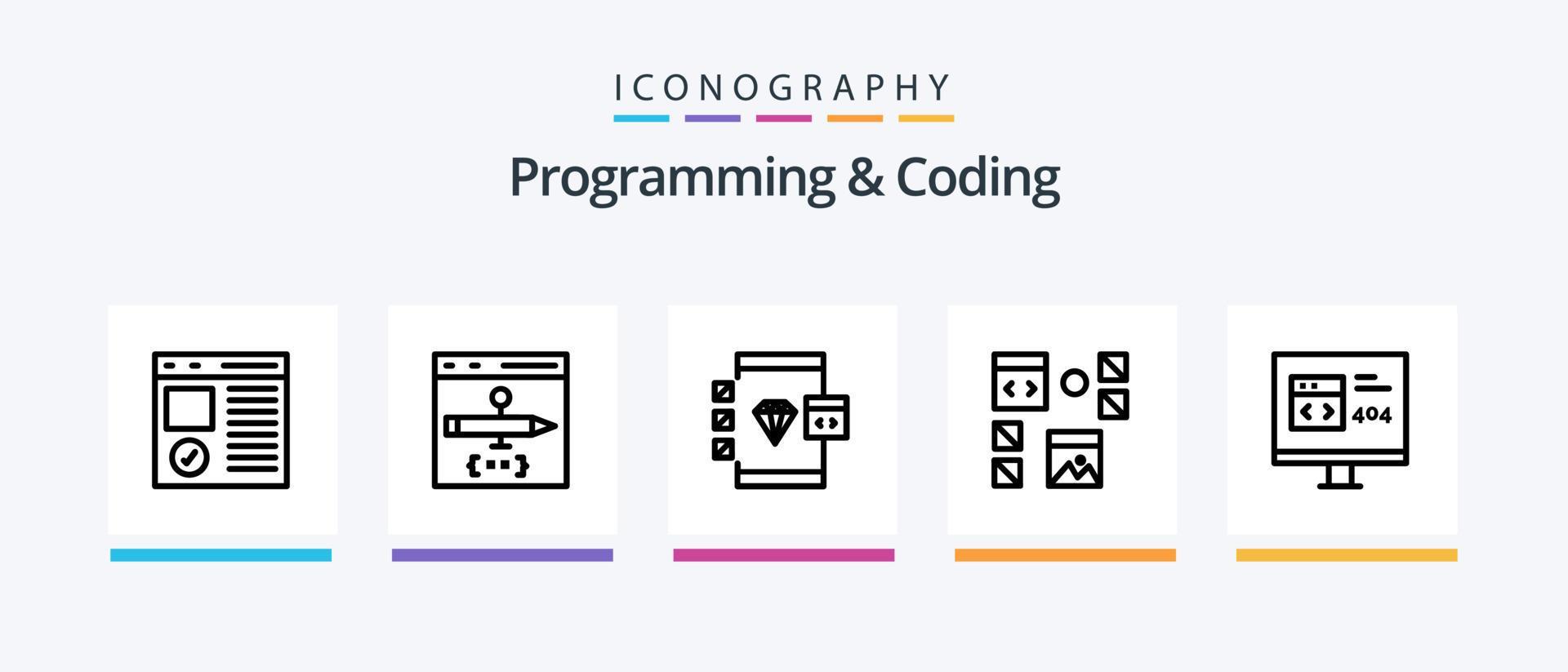Programming And Coding Line 5 Icon Pack Including development. design ...