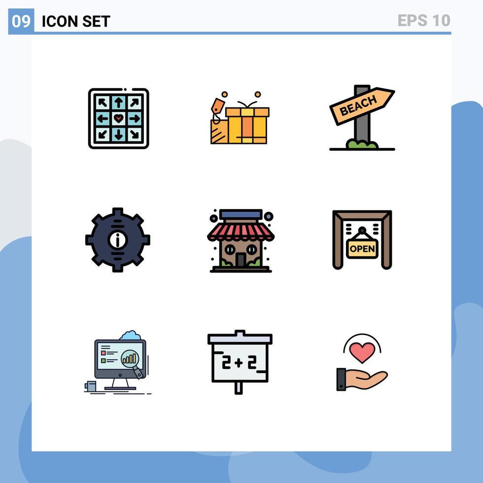 conjunto de 9 iconos de interfaz de usuario modernos signos de símbolos para el servicio de señal de soporte de tienda de mercado elementos de diseño de vector editables para el cliente