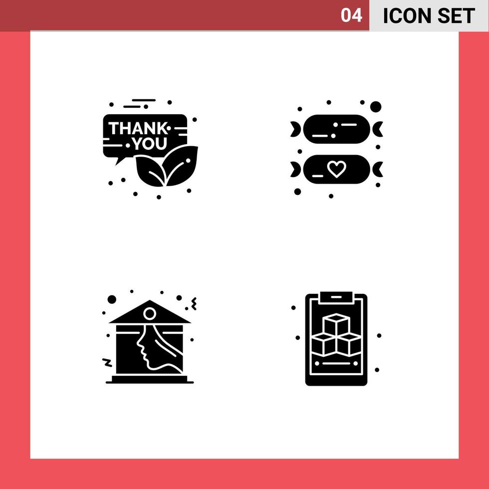 Mobile Interface Solid Glyph Set of 4 Pictograms of email home promotion candy real estate Editable Vector Design Elements