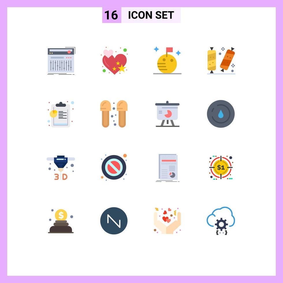 Set of 16 Modern UI Icons Symbols Signs for chart sweet flag sugar christmas Editable Pack of Creative Vector Design Elements