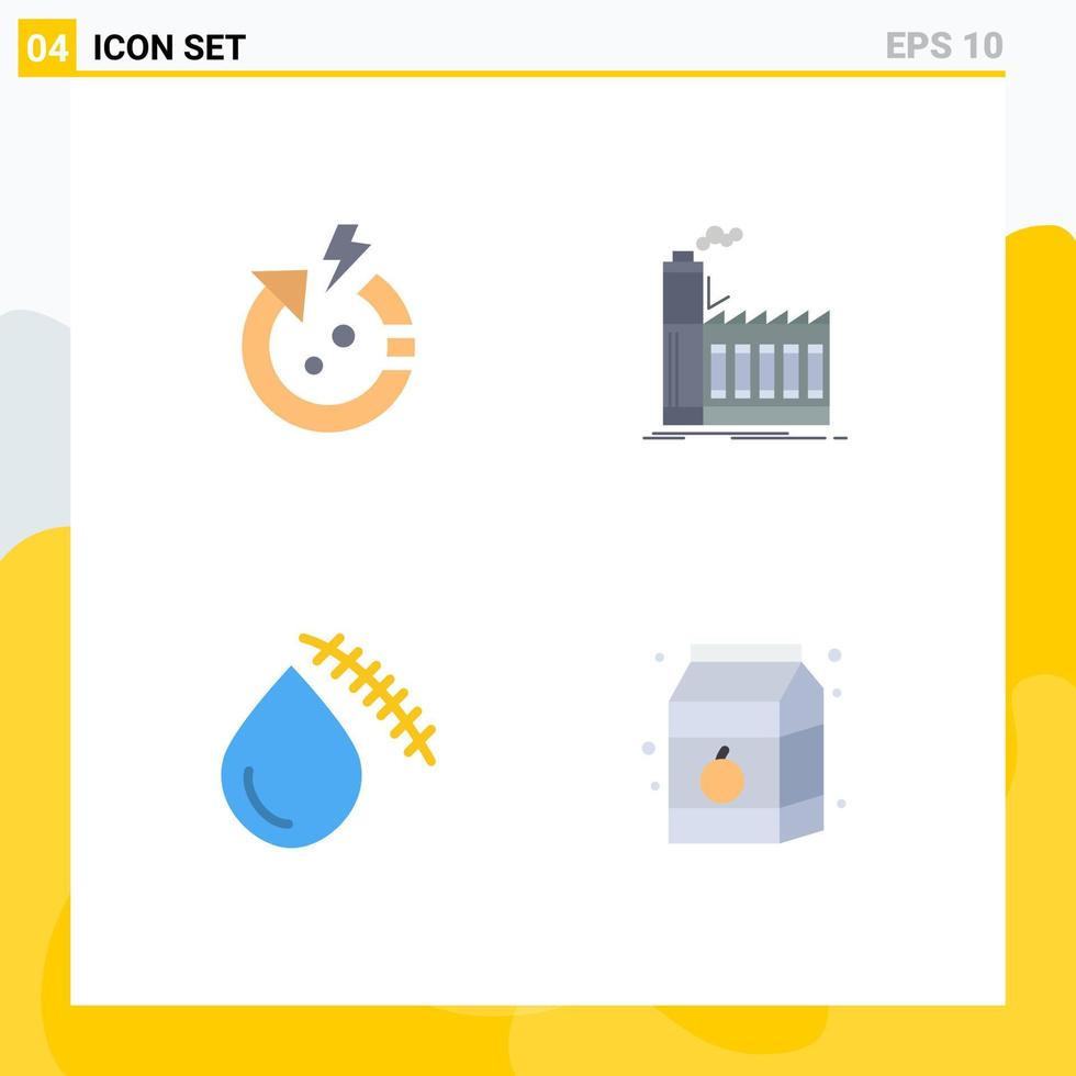 Pack of 4 creative Flat Icons of arrow bleeding world industry cut Editable Vector Design Elements