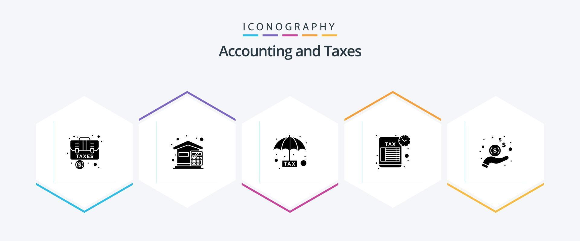 Taxes 25 Glyph icon pack including tax return. schedule. expenses