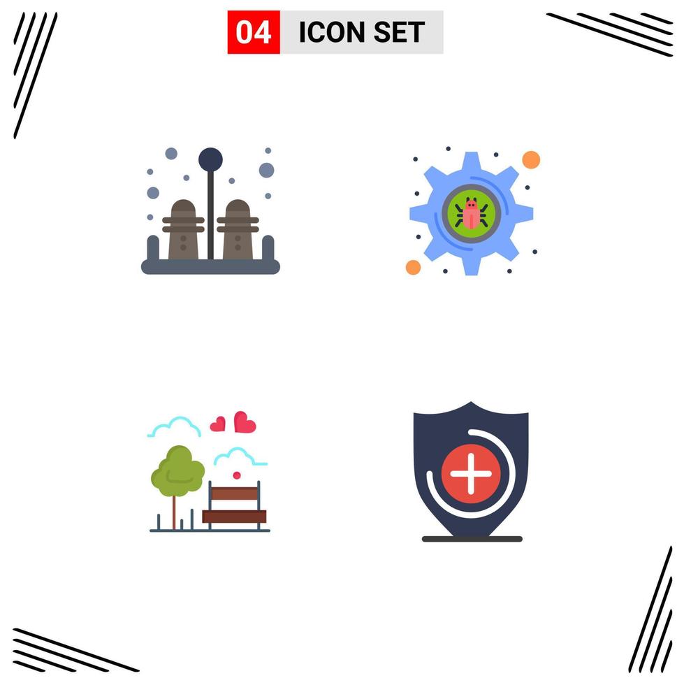 4 iconos planos universales signos símbolos de pimienta amor parque cibernético elementos de diseño vectorial editables médicos vector