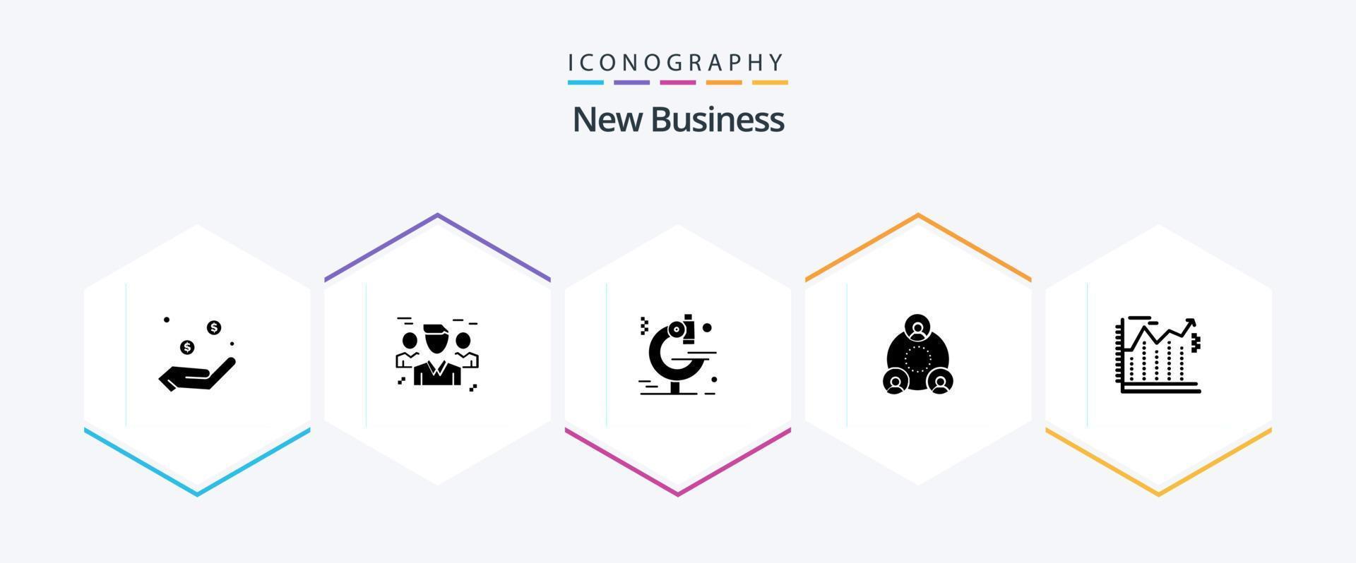 New Business 25 Glyph icon pack including employee . group . research. examination vector