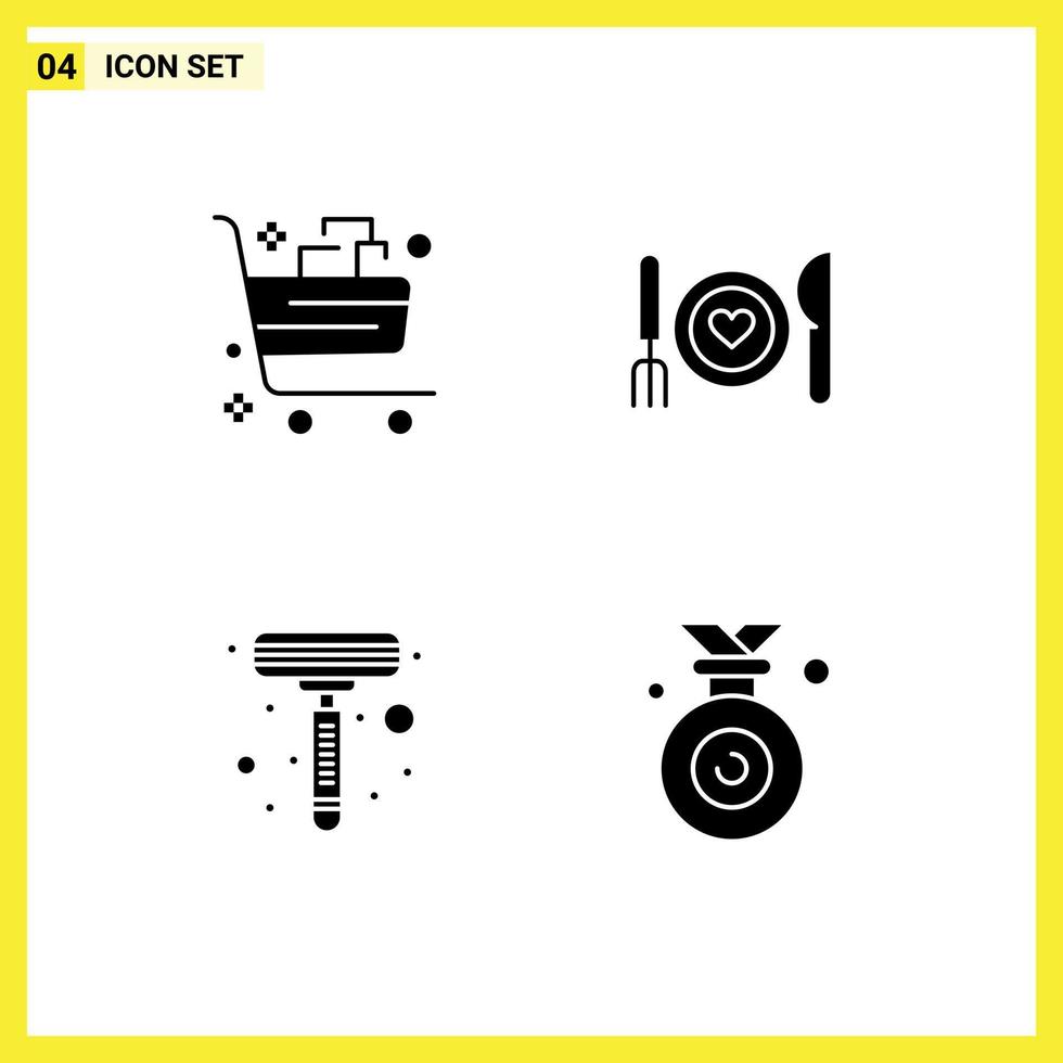 Stock Vector Icon Pack of 4 Line Signs and Symbols for basket couple commerce romantic shaver Editable Vector Design Elements
