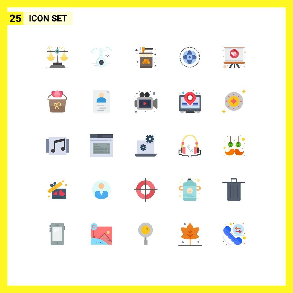 Universal Icon Symbols Group of 25 Modern Flat Colors of attom world update globe jar Editable Vector Design Elements