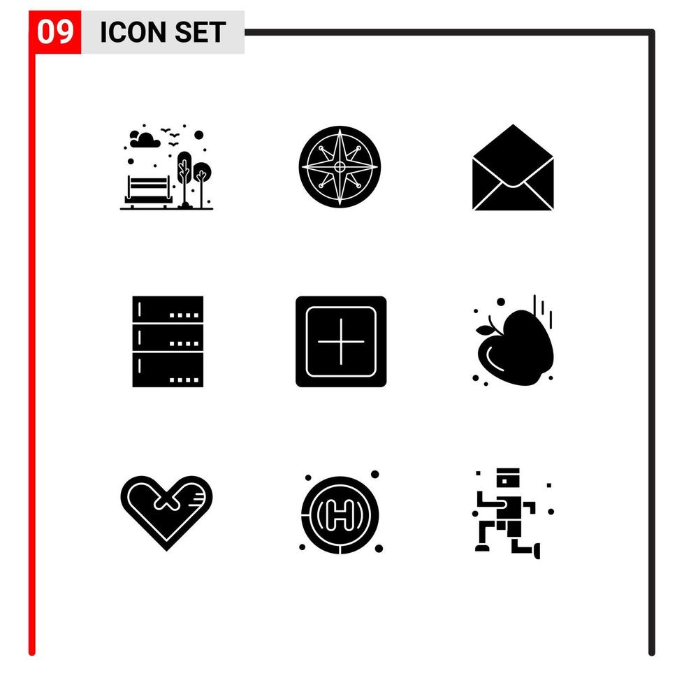 Modern Set of 9 Solid Glyphs and symbols such as add devices position data message Editable Vector Design Elements