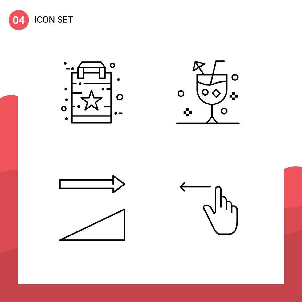 Concepto de 4 líneas para sitios web móviles y bolsas de aplicaciones Cóctel de estrella ascendente que clasifica elementos de diseño de vectores editables