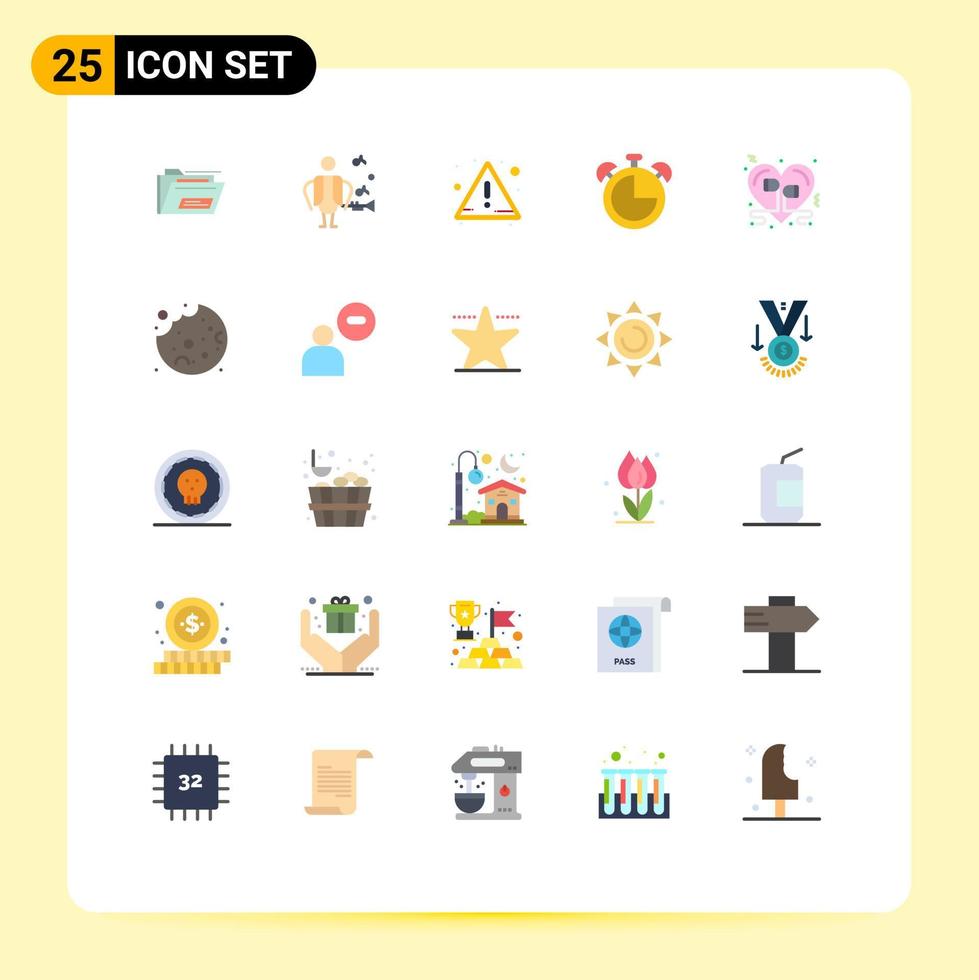 paquete de iconos de vectores de stock de 25 signos y símbolos de línea para música corazón atención auriculares educación elementos de diseño de vectores editables