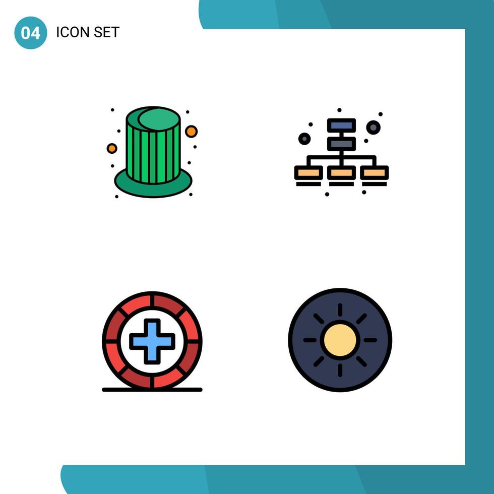 4 Creative Icons Modern Signs and Symbols of magic form cap web medicine Editable Vector Design Elements