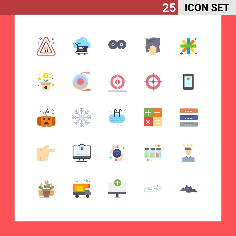 Set of 25 Commercial Flat Colors pack for geometric rub breast housework cleaning Editable Vector Design Elements