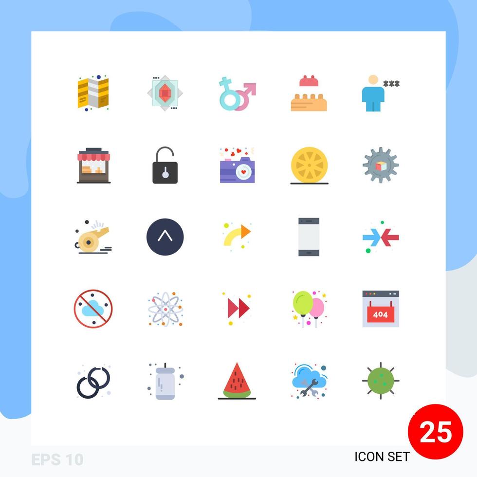User Interface Pack of 25 Basic Flat Colors of block lego gender constructor female Editable Vector Design Elements