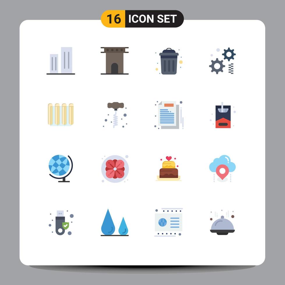 16 iconos creativos signos y símbolos modernos de ingeniería de baterías rueda dentada histórica paquete público editable de elementos de diseño de vectores creativos