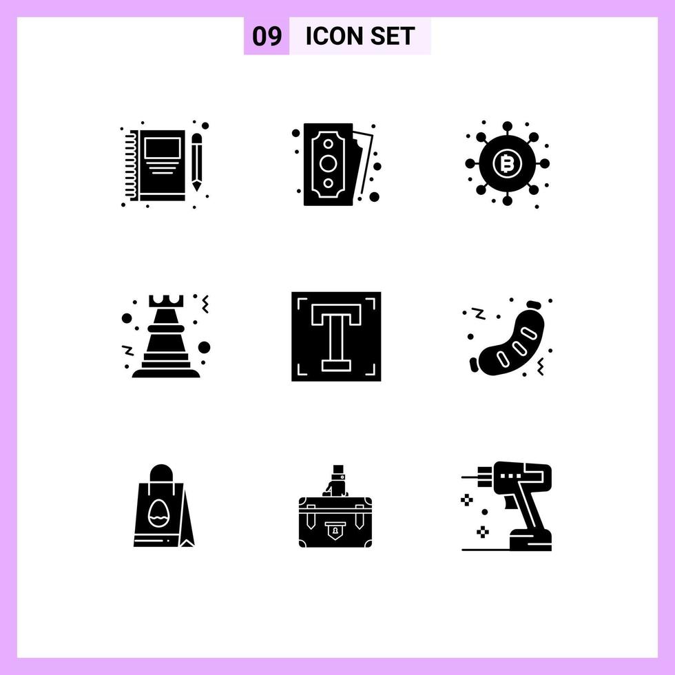 Set of 9 Modern UI Icons Symbols Signs for rock chess shopping pawn money Editable Vector Design Elements