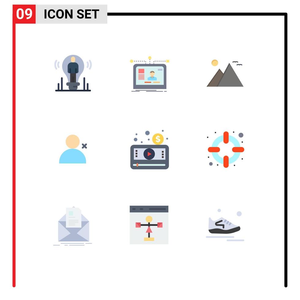 Set of 9 Modern UI Icons Symbols Signs for sets discover people layout sun landmark Editable Vector Design Elements