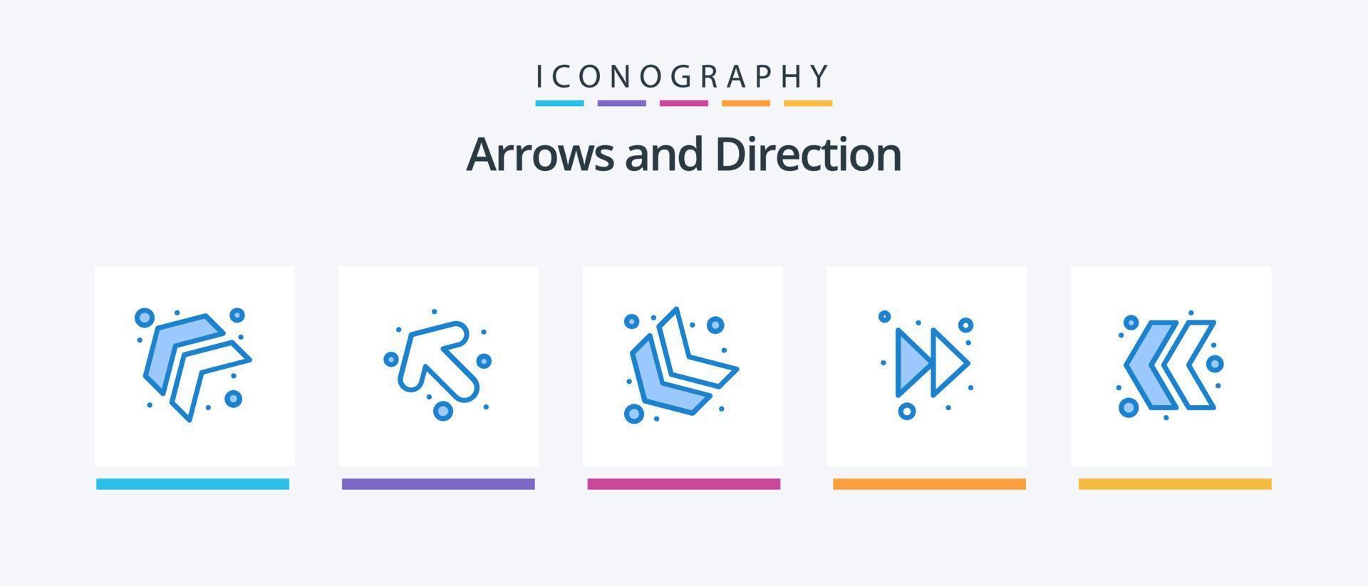 paquete de iconos de flecha azul 5 que incluye . derecho. . diseño de iconos creativos vector