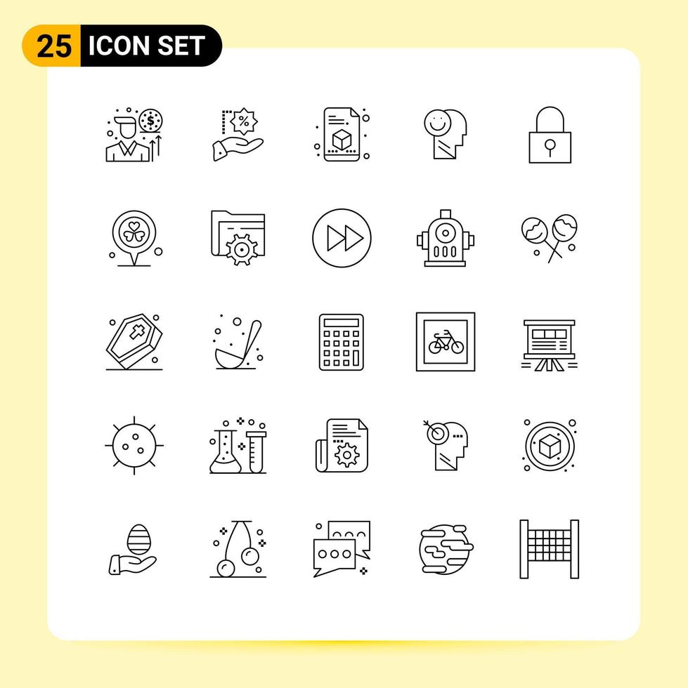 25 Line concept for Websites Mobile and Apps password lock lock printing optimism human Editable Vector Design Elements