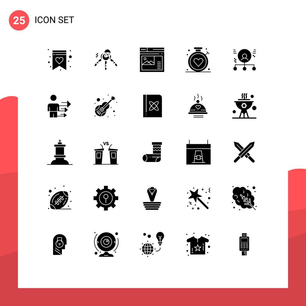 25 Universal Solid Glyph Signs Symbols of human abilities web medical healthcare Editable Vector Design Elements