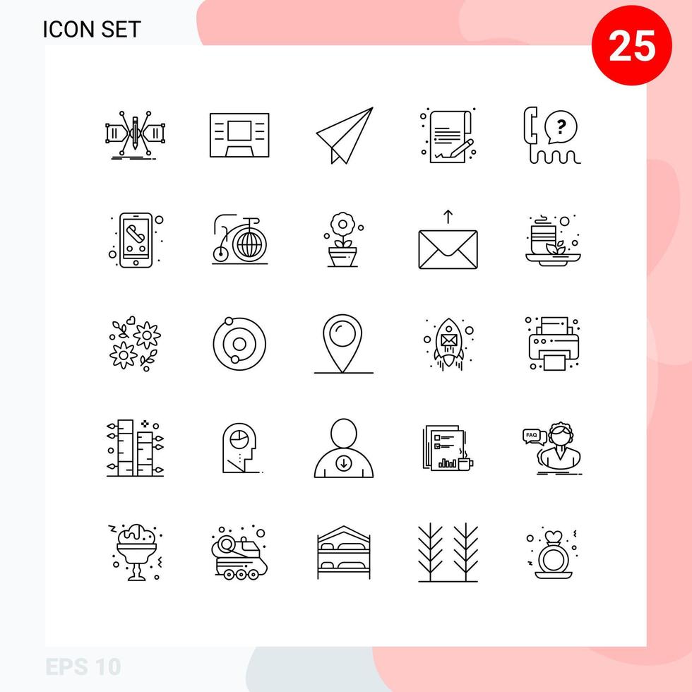 Pictogram Set of 25 Simple Lines of support interface paper plane help money Editable Vector Design Elements
