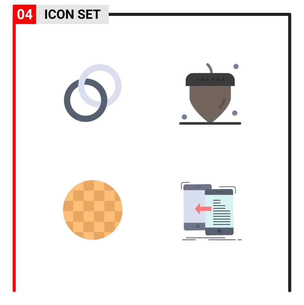 Group of 4 Modern Flat Icons Set for ring waffle engagement thanksgiving transfer Editable Vector Design Elements