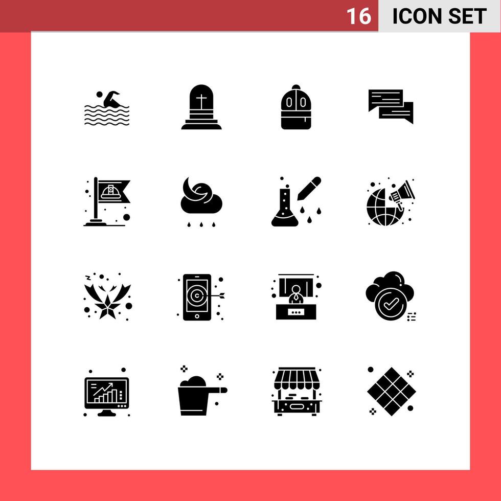 User Interface Pack of 16 Basic Solid Glyphs of conversation bubbles easter bubble read Editable Vector Design Elements