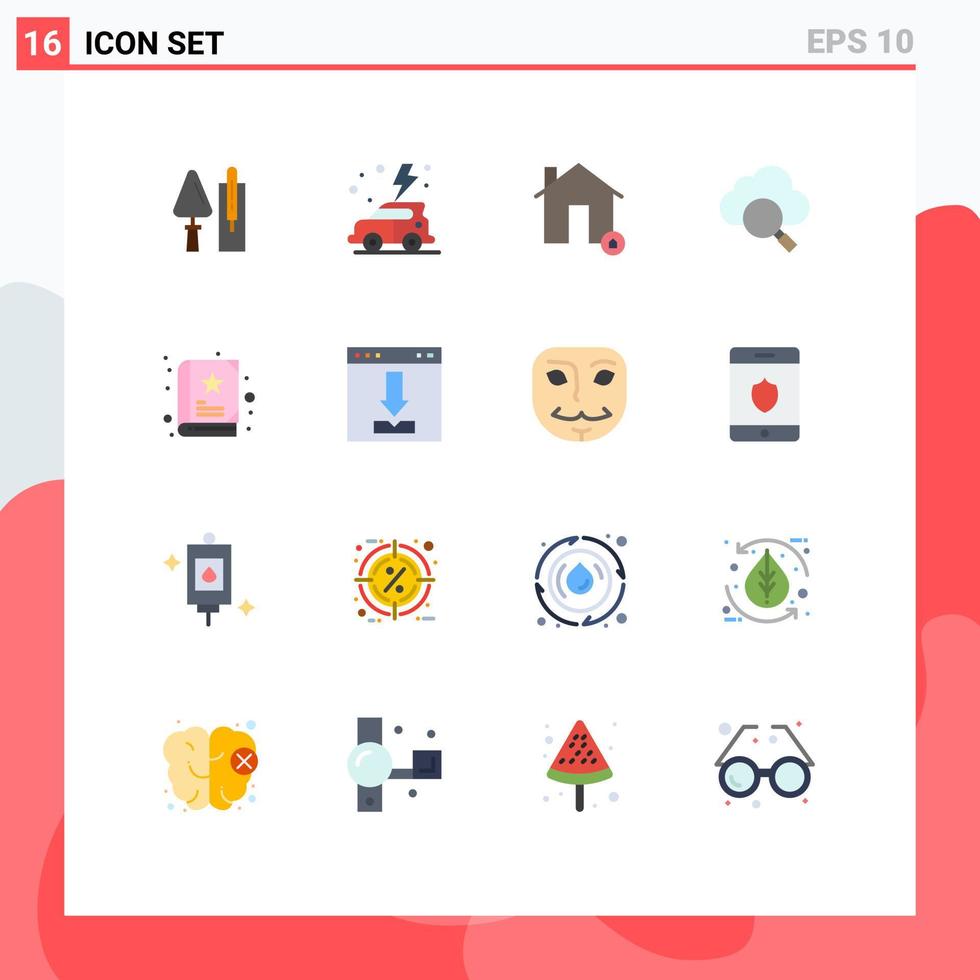 Universal Icon Symbols Group of 16 Modern Flat Colors of baby search car cloud protect Editable Pack of Creative Vector Design Elements