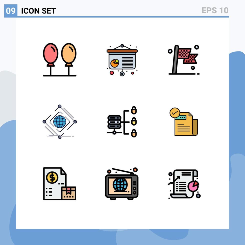 9 Creative Icons Modern Signs and Symbols of secure web server web destination net global Editable Vector Design Elements