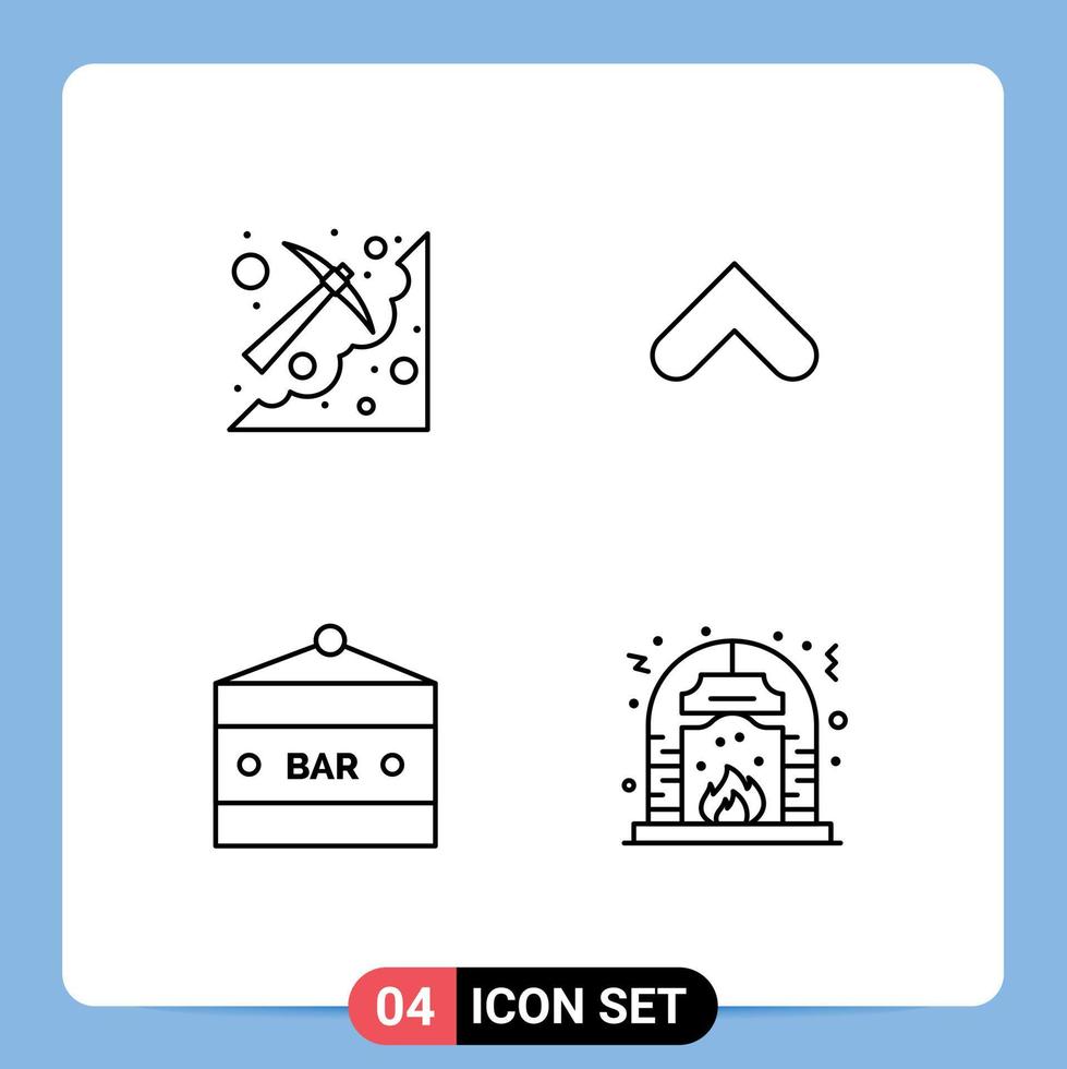 Modern Set of 4 Filledline Flat Colors and symbols such as cave bar pick arrows drink bar Editable Vector Design Elements