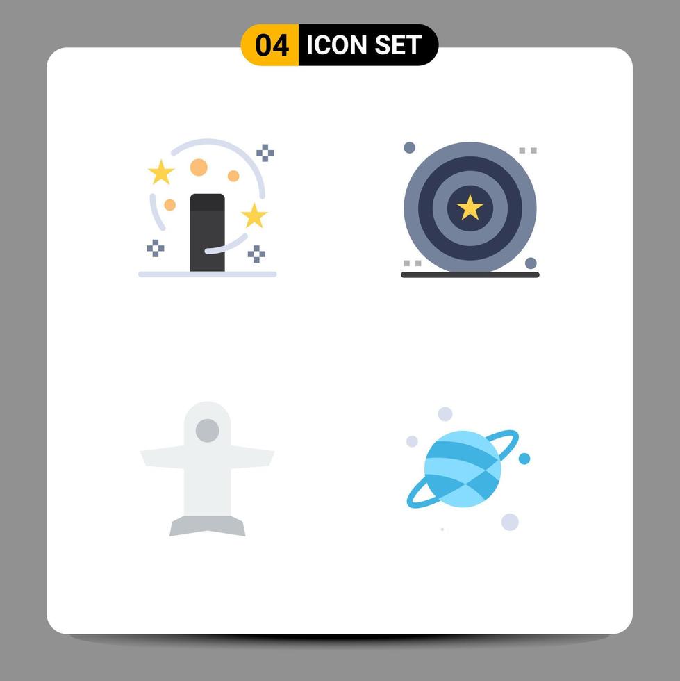 4 User Interface Flat Icon Pack of modern Signs and Symbols of magic takeoff transformation independence vehicles Editable Vector Design Elements
