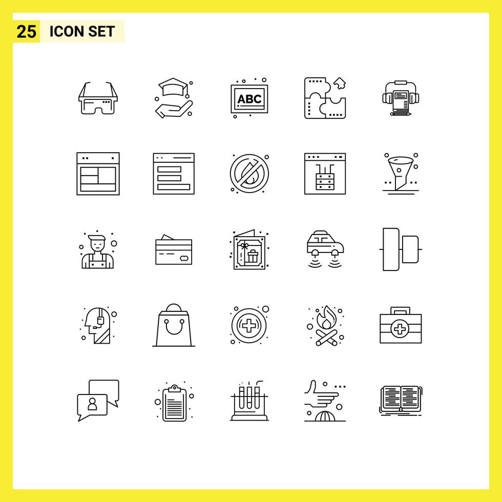 Pack of 25 creative Lines of audio puzzle blocks jigsaw application Editable Vector Design Elements