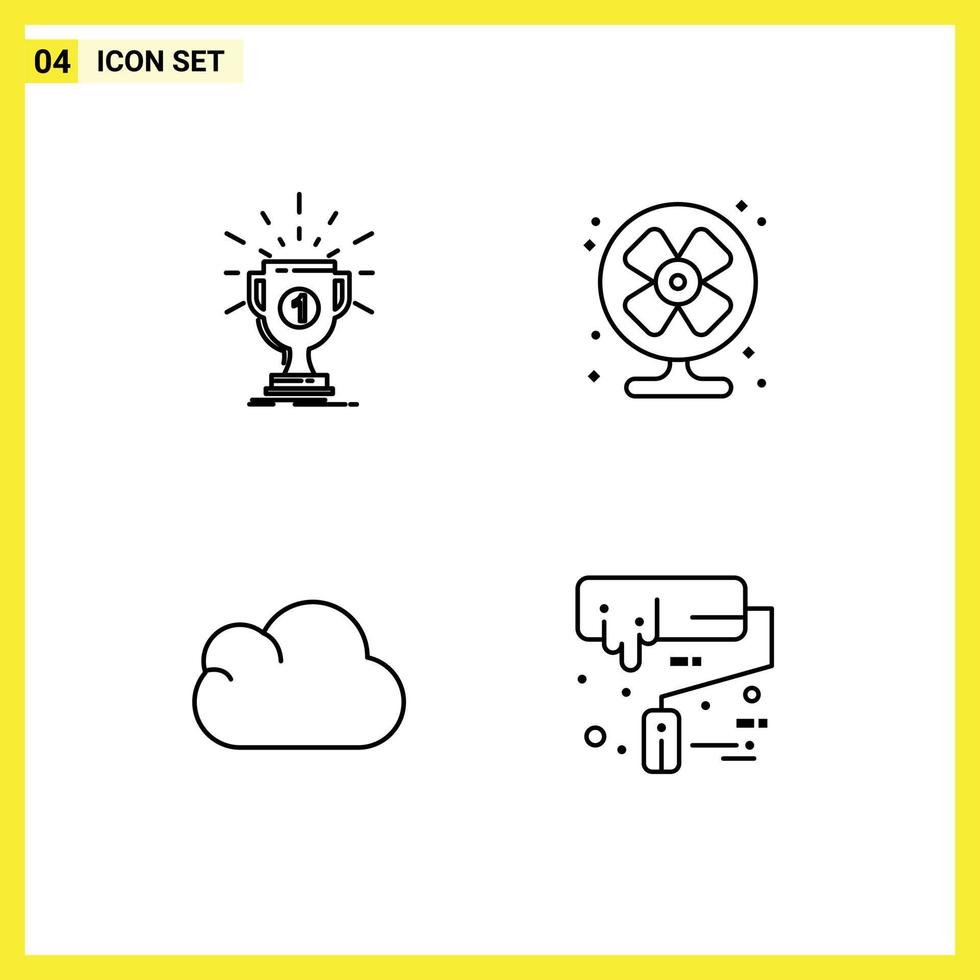 Set of 4 Modern UI Icons Symbols Signs for award cloud reward conditioner storage Editable Vector Design Elements