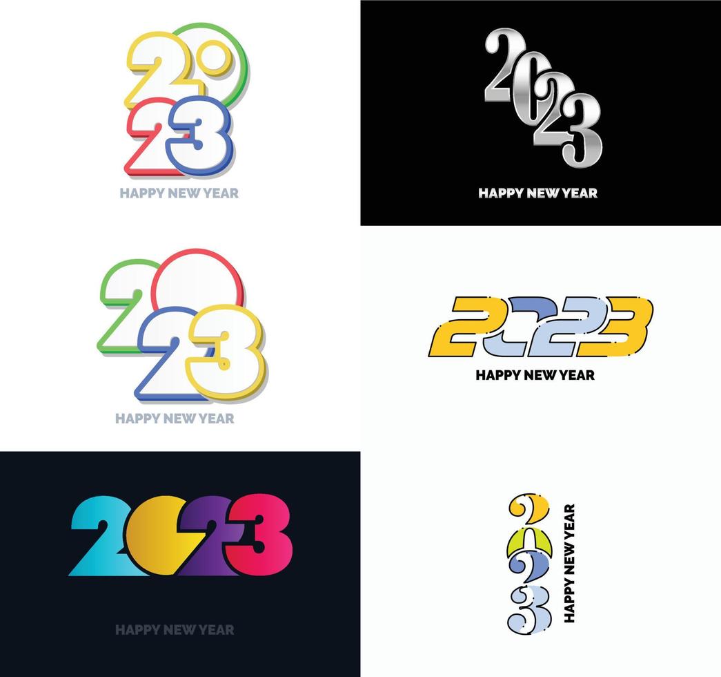 Big Set of 2023 Happy New Year logo text design 2023 number design template vector