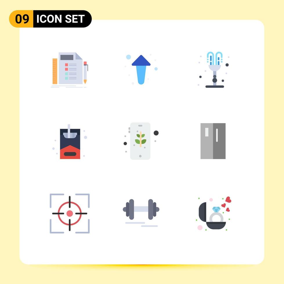 grupo universal de símbolos de iconos de 9 colores planos modernos de eco hobby dirección aficiones día de san valentín elementos de diseño vectorial editables vector
