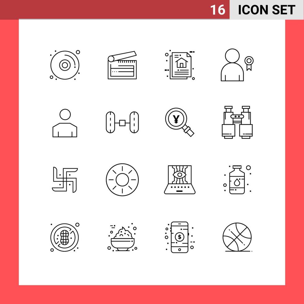 Stock Vector Icon Pack of 16 Line Signs and Symbols for avatar decoration architecture best program algorithm Editable Vector Design Elements