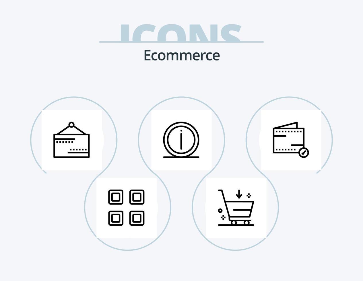 Ecommerce Line Icon Pack 5 Icon Design. email. signboard. grid. open. commerce vector