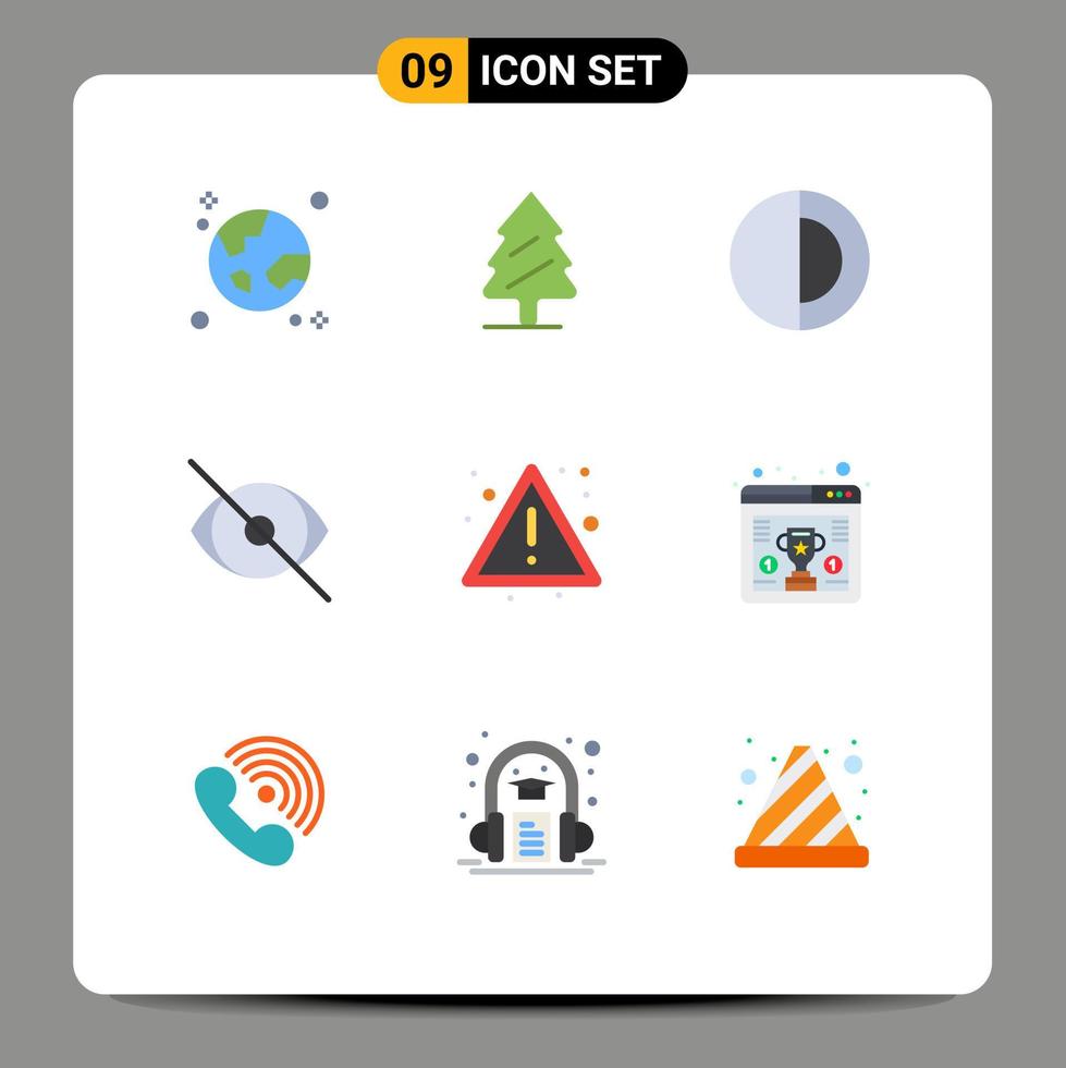 símbolos de iconos universales grupo de 9 colores planos modernos de cara de árbol humano elementos de diseño vectorial editables de sol vector