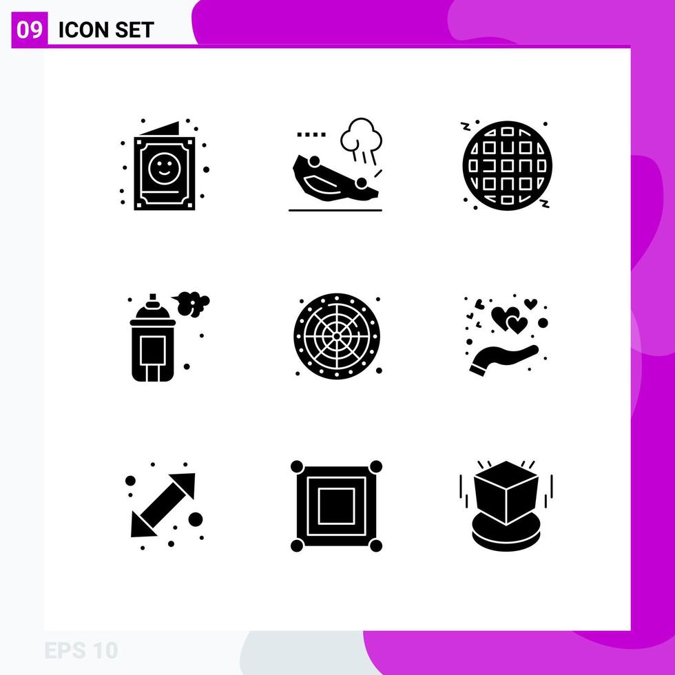 9 Creative Icons Modern Signs and Symbols of wheel paint flipped arts spray Editable Vector Design Elements