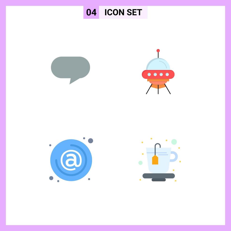 Editable Vector Line Pack of 4 Simple Flat Icons of twitter at space ship rocket email Editable Vector Design Elements
