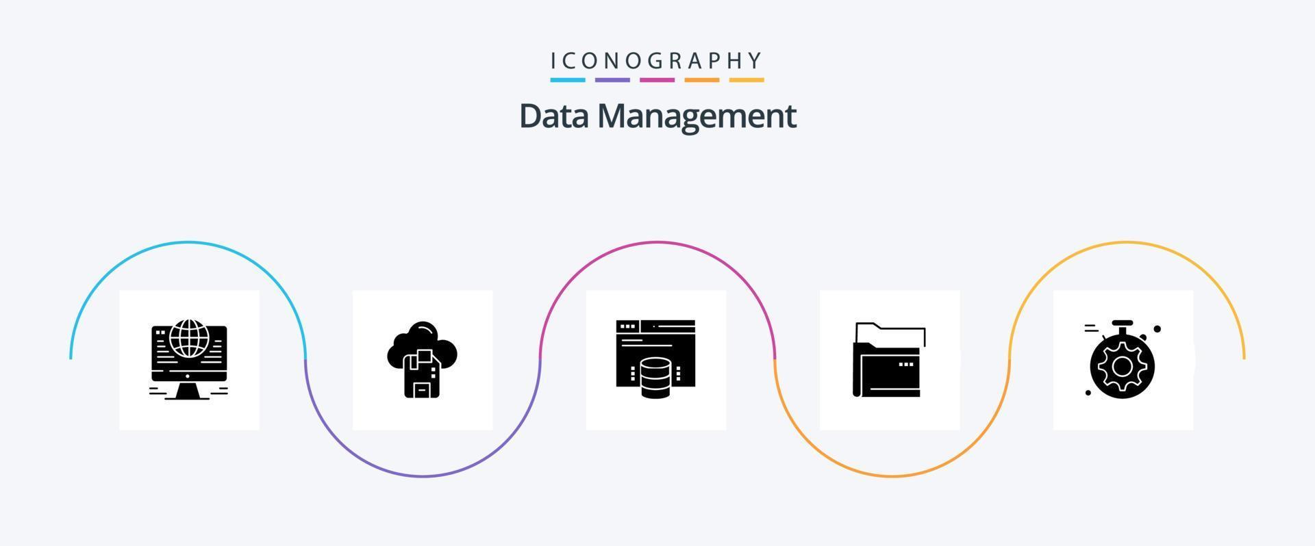 Data Management Glyph 5 Icon Pack Including folder . sd . web. internet hosting vector