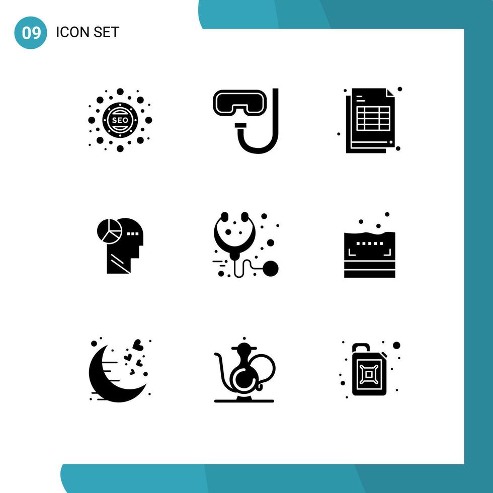 9 Creative Icons Modern Signs and Symbols of health thinking bill mind graph Editable Vector Design Elements