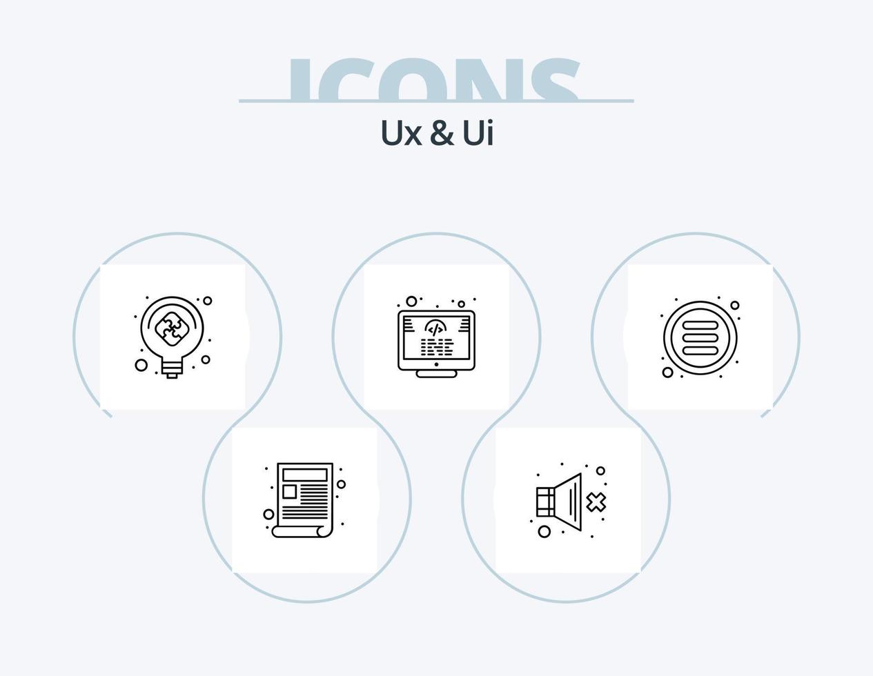 ux y ui line icon pack 5 diseño de iconos. pausa para el té descanso. volumen. clima. solicitud vector