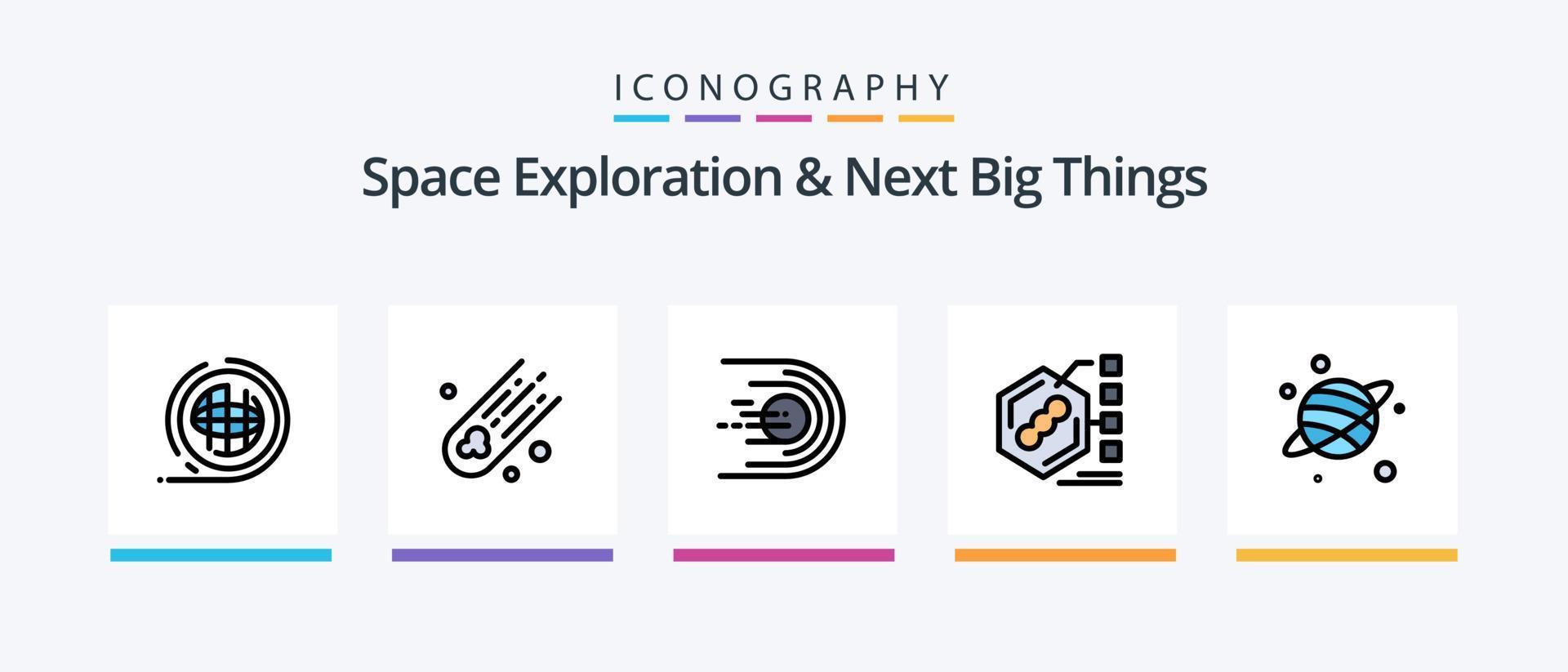 Space Exploration And Next Big Things Line Filled 5 Icon Pack Including airlock. space. protection. astronomy. light. Creative Icons Design vector