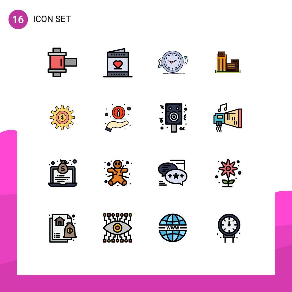 Set of 16 Modern UI Icons Symbols Signs for office real backup estate time Editable Creative Vector Design Elements