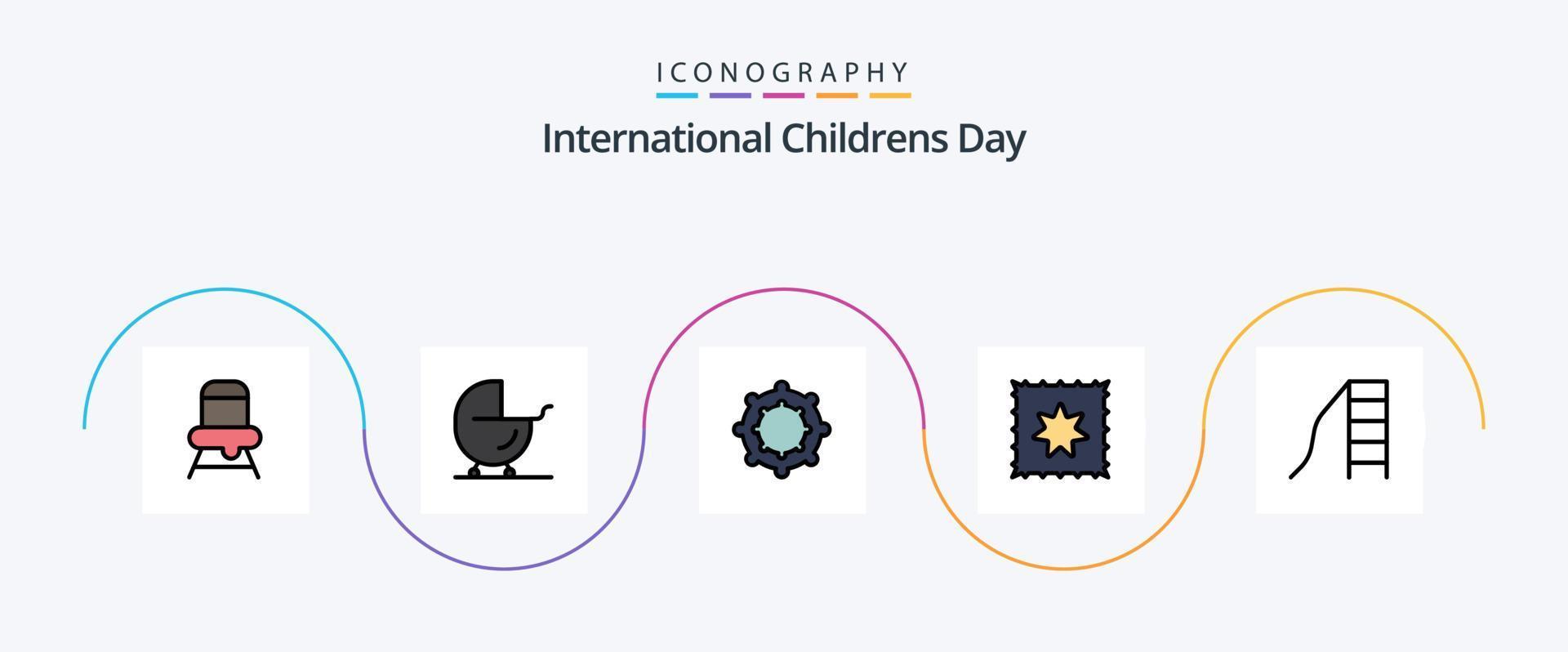 Baby Line Filled Flat 5 Icon Pack Including . tether. slide. child vector