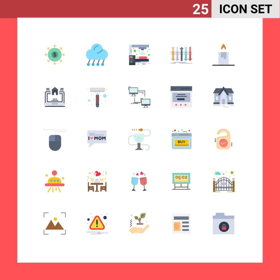 Flat Color Pack of 25 Universal Symbols of individuality distinction weather business scanner Editable Vector Design Elements
